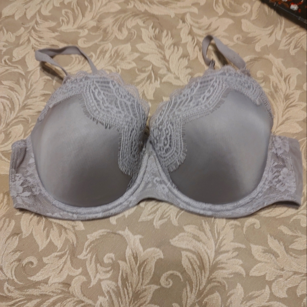 🩶 Darling VS Dream Angels Dove Grey Satin and Lace Underwire Bra - 38D